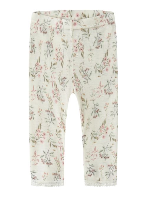 Hovedbilde Name It Wang ull legging white flowers and leafs