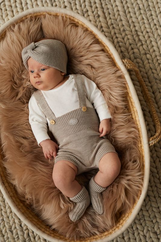 Lillelam Baby natur ull hodebånd lys beige