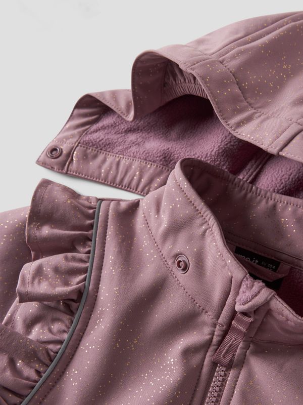 Name It Alfa softshell dress frill wistful mauve foil dots
