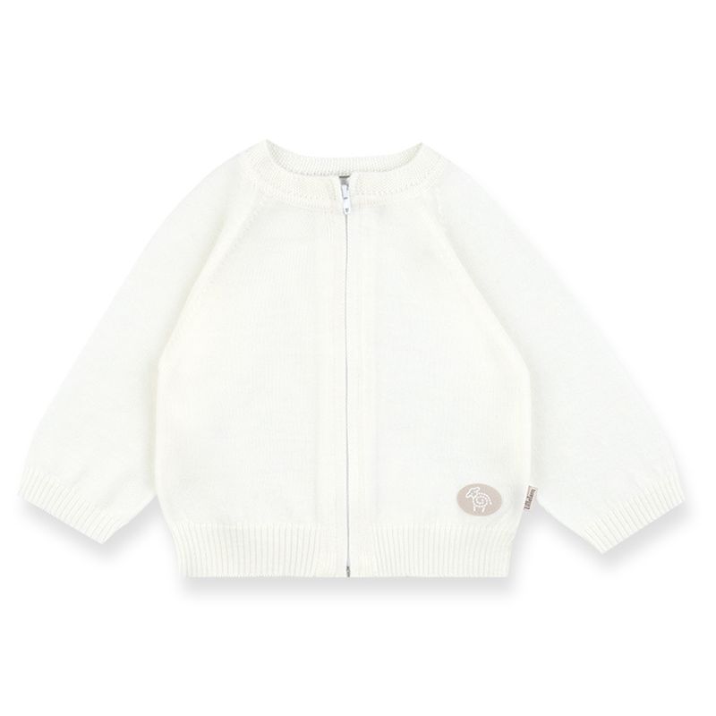 Lillelam Jakke ull zip tynn hvit