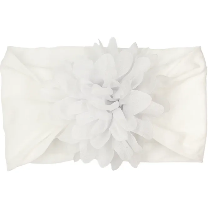 Hovedbilde POI Hårbånd baby stor chiffonblomst white
