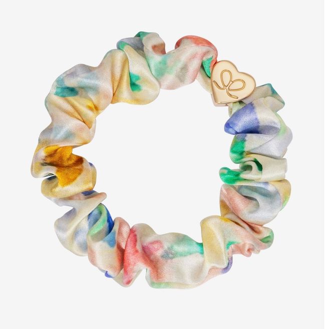 Hovedbilde BE Gold heart silk scrunchie bloom