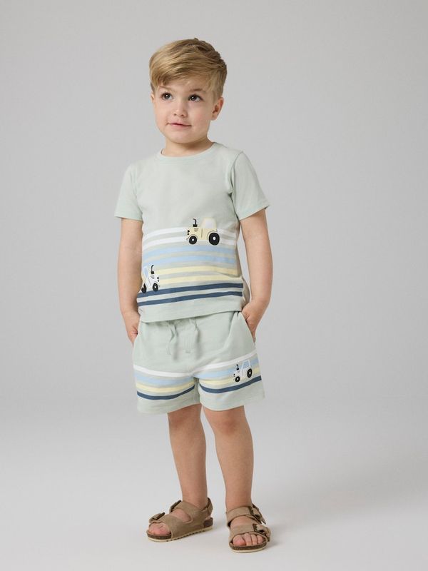 Name It Hectors traktor shortssett pale aqua